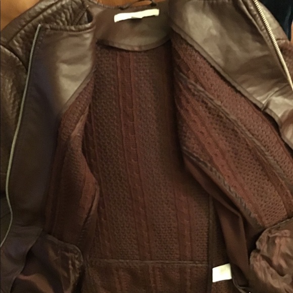 Brown cable knit and leather sweater/jacket - Picture 4 of 4